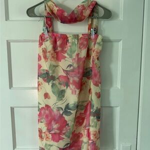 Floral Sleeveless Dress with Scarf